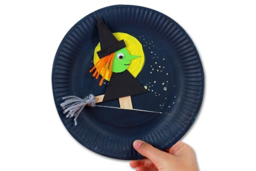 Marionnette sorcière - Bricolage facile Halloween - Activités manuelles Halloween - 10doigts.fr