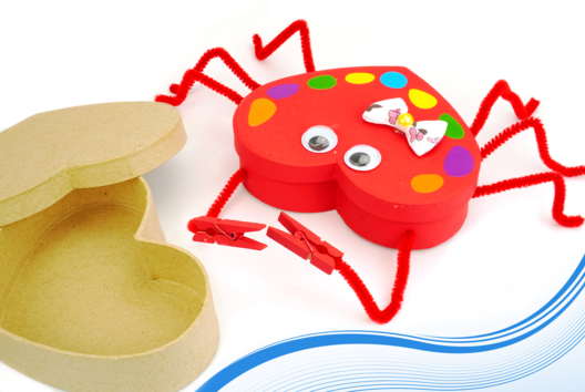 Activité Crabe Boite Coeur - Activités manuelles Été - 10doigts.fr - 2