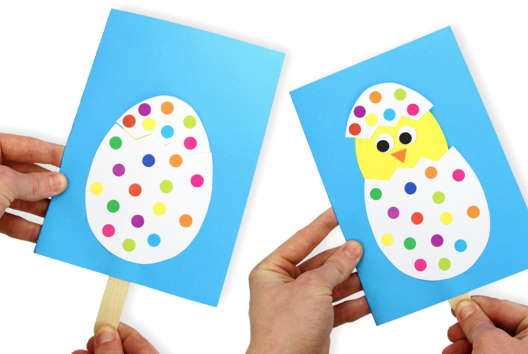 Bricolage carte poussin pop-up - Activités manuelles Pâques - 10doigts.fr
