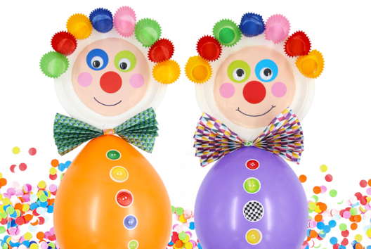 clown ballon assiette en carton carnaval - Activités manuelles Carnaval, Mardi gras - 10doigts.fr