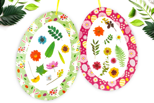 oeuf de pâques fleuri fleurs séchées - Activités manuelles Pâques - 10doigts.fr
