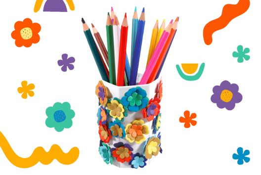 pot crayons petites fleurs rondes - Activités manuelles fleurs - 10doigts.fr