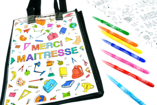 sac à personnaliser cadeau maitresse - Activités manuelles cadeaux école - 10doigts.fr