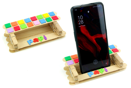 support smartphone bâtons de glace - Activités manuelles fête des pères - 10doigts.fr
