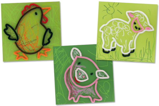 Tableau en chenilles - Activités manuelles tableaux - 10doigts.fr