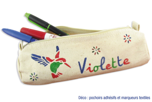 Trousse en coton naturel avec fermeture zippée : idée déco - Activités manuelles objets décorés - 10doigts.fr