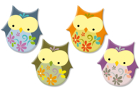 Chouettes en bois décoré - Déco en bois peints - 10doigts.fr