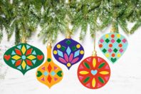 Kit boules de noël à décorer + gommettes - 6 boules - Kits créatifs de Noël - 10doigts.fr