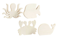 Set de 4 animaux marin en bois - Animaux en bois - 10doigts.fr