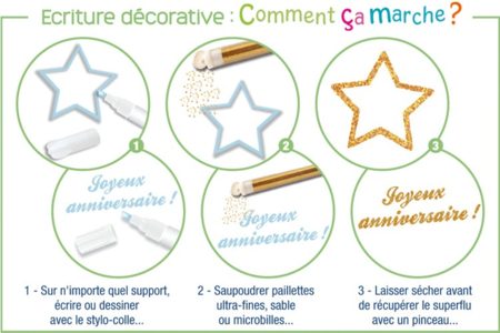 Ecriture décorative avec stylo-colle... - Sables colorés – 10doigts.fr