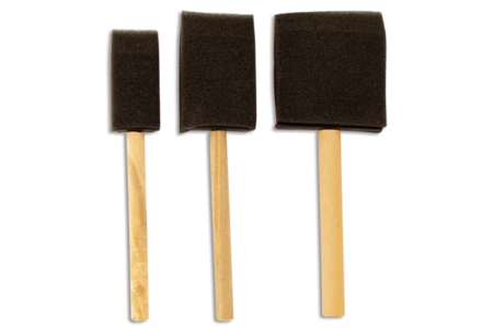 Set de 3 pinceaux mousse avec manche en bois - Pinceaux – 10doigts.fr