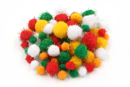 72 Pompons métallisés pailletés noel - Pompons – 10doigts.fr