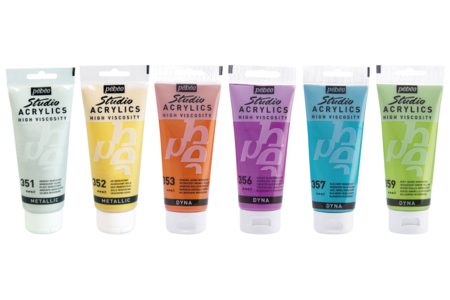 Acryliques métal / irridescentes 100 ml - 6 couleurs - Peinture acrylique à effets – 10doigts.fr