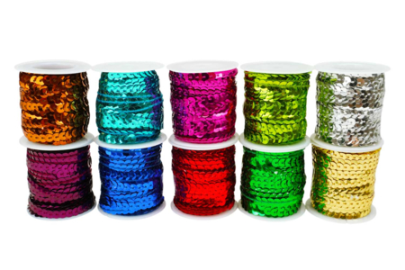 Bobines de rubans pailletés - Set de 10 couleurs - Rubans – 10doigts.fr