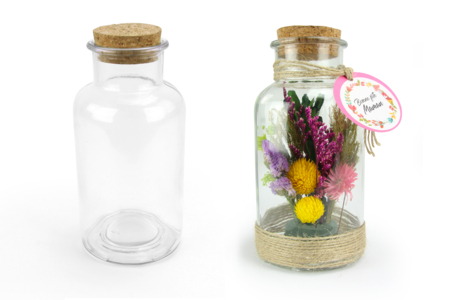 Bocal en verre avec bouchon liège Ht 17 cm - Supports en Verre – 10doigts.fr