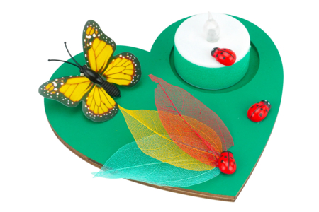 bougeoir coeur en bois printemps - Bougeoirs en bois – 10doigts.fr