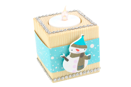 bougeoir cube en bois hiver - Papiers saisonniers – 10doigts.fr