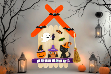 Bricolage enfant Halloween Manoir batonnets - Activités manuelles Halloween – 10doigts.fr