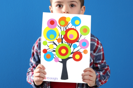 collage kandinsky arbre enfants art - Activités manuelles collage, pliage – 10doigts.fr