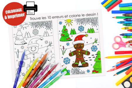 coloriage jeu 7 erreurs noel enfants gratuit imprimer - Activités manuelles carterie – 10doigts.fr