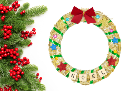 Couronne de paille Ø 20 cm - Couronnes de Noël – 10doigts.fr