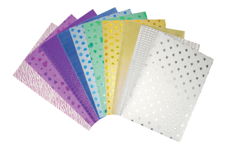Feuille adhésive A4  motifs pailletés assortis x 10 pcs - Papier adhésif – 10doigts.fr