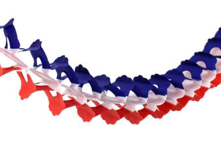 Guirlande papier bleu blanc rouge - Ballons, guirlandes, serpentins – 10doigts.fr