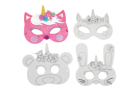 masques licorne à colorier - Masques Créatifs – 10doigts.fr