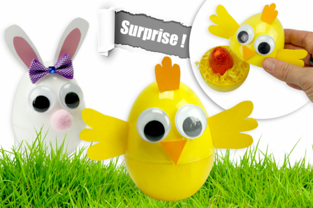 oeuf de pâques surprise poussin lapin - Activités manuelles Pâques – 10doigts.fr