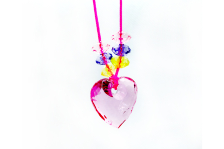 pendentif coeur et perles cristal - Perles Acrylique – 10doigts.fr