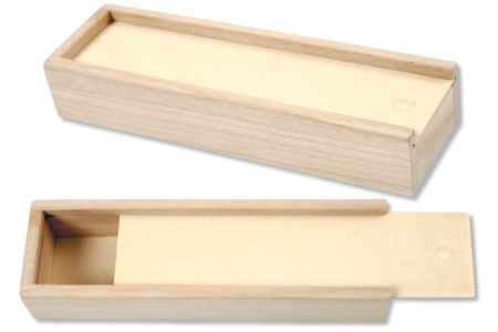 Plumier en bois naturel avec tiroir coulissant - Boîtes en bois – 10doigts.fr