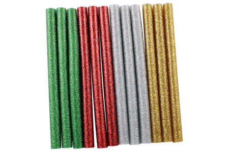 Set de 12 bâtons de colle pailletées Ø 0,7 cm - Pistolet à colle – 10doigts.fr