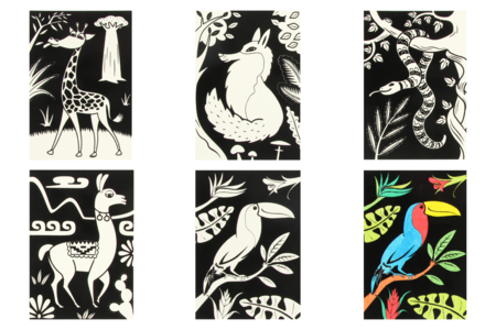 Set de 8 cartes de coloriages velours animaux A5 - Coloriage – 10doigts.fr