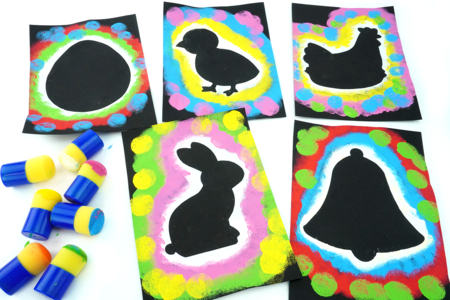 Silhouette Paques Tampon peinture - Activités manuelles Pâques – 10doigts.fr