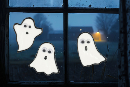 stickers fantômes fenêtres - Activités manuelles Halloween – 10doigts.fr