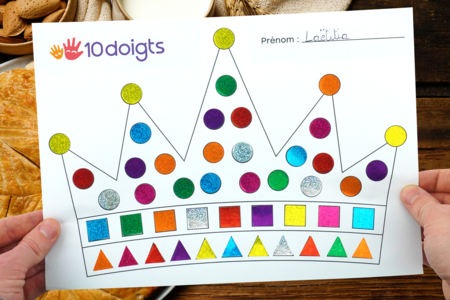 Tableau Gommette Enfants Fete des rois - Activités manuelles Épiphanie – 10doigts.fr