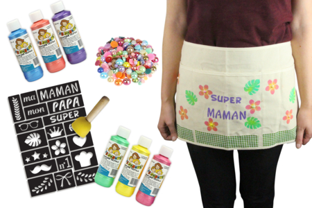 tablier pochoir maman - Activités manuelles fête des mères – 10doigts.fr
