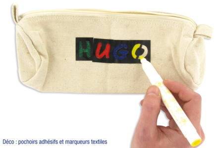 Trousse en coton naturel avec fermeture zippée : idée déco - Activités manuelles objets décorés – 10doigts.fr