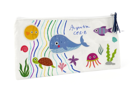 Trousse plate fermeture zippée poissons - Textiles divers – 10doigts.fr