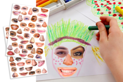 Gommettes visages réalistes et rigolos - 88 pcs - Gommettes Yeux et Visages – 10doigts.fr