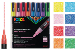 Marqueurs POSCA pointes fines - couleurs pailletées assorties - Marqueur POSCA - 10doigts.fr