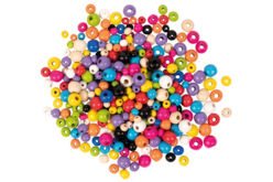 perles en bois colorées tailles assorties - Perles Bois - 10doigts.fr