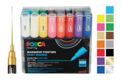 Pochette de 16 marqueurs POSCA pointes extra-fines (0,7 à 1 mm) - couleurs vives assorties - Marqueur POSCA - 10doigts.fr