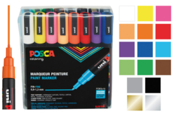 Pochette de 16 marqueurs POSCA pointes fines (0,7 à 1 mm) - couleurs vives assorties - Marqueur POSCA - 10doigts.fr