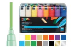 Pochette de 16 marqueurs POSCA pointes larges (4 à 8,5 mm) - couleurs vives assorties - Marqueur POSCA - 10doigts.fr