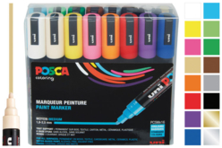 Pochette de 16 marqueurs POSCA pointes moyennes (1,8 à 2,5 mm) - couleurs vives assorties - Marqueur POSCA - 10doigts.fr