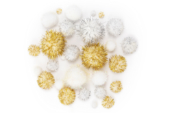 pompons noël or argent blanc - Pompons - 10doigts.fr