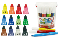 pot 50 feutres grosses pointes écoles enfants carioca - Feutres pointes larges - 10doigts.fr