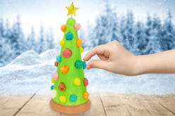 Sapin de Noël avec des flocons de maïs - Formes à décorer - Polystyrène - 10doigts.fr - 2