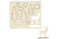 Scenette de Noël en bois à monter - foret et cerf - Déco en bois brut - 10doigts.fr